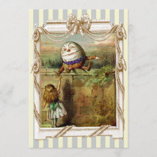 Humpty Dumpty och Alice blue och white rand Inbjudningar