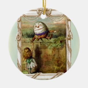 Humpty Dumpty och Alice Julgransprydnad Keramik