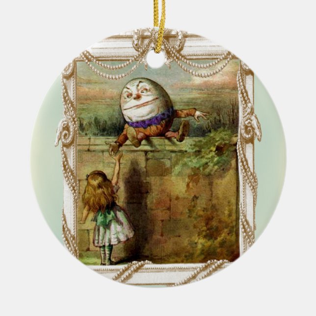 Humpty Dumpty och Alice Julgransprydnad Keramik (Framsidan)