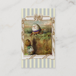 Humpty Dumpty och Alice på blått- och vitrandar Visitkort