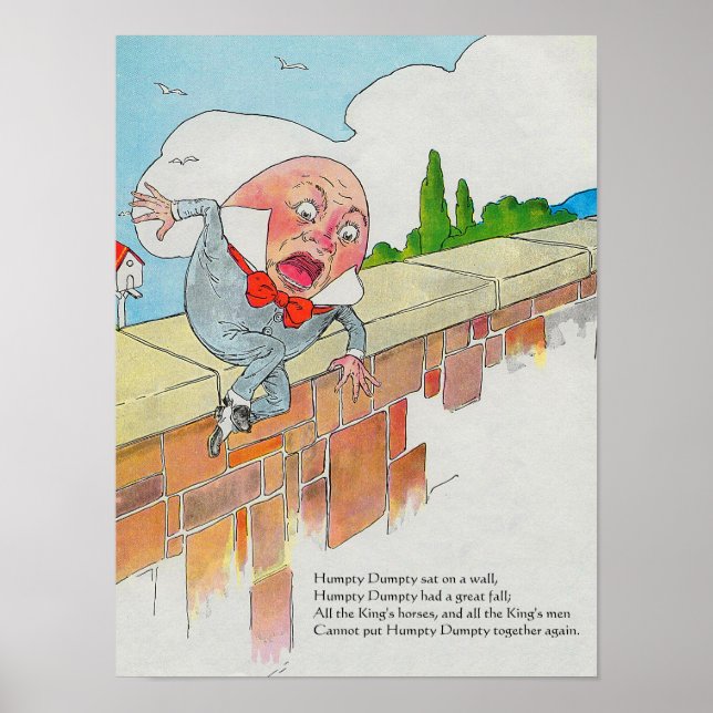 Humpty Dumpty on Wall Mor Goose Nursery Rhyme Poster (Framsidan)