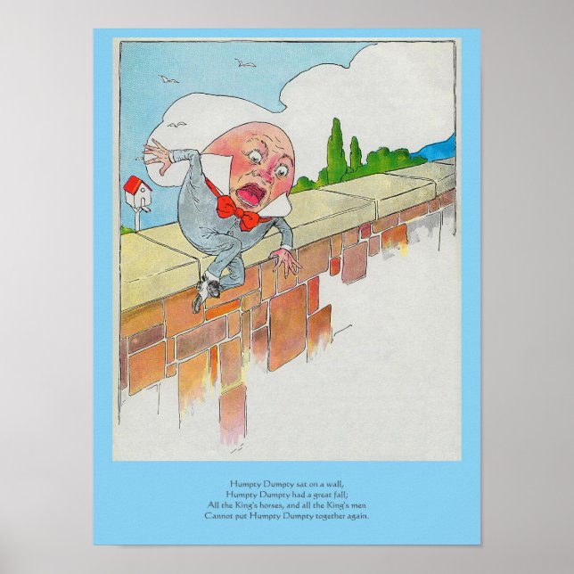 Humpty Dumpty on Wall Mor Goose Nursery Rhyme Poster (Framsidan)