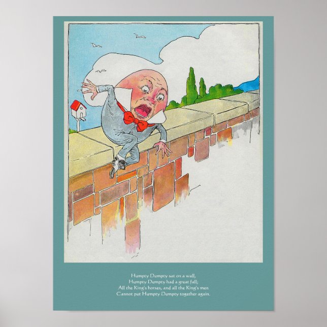 Humpty Dumpty on Wall Mor Goose Nursery Rhyme Poster (Framsidan)