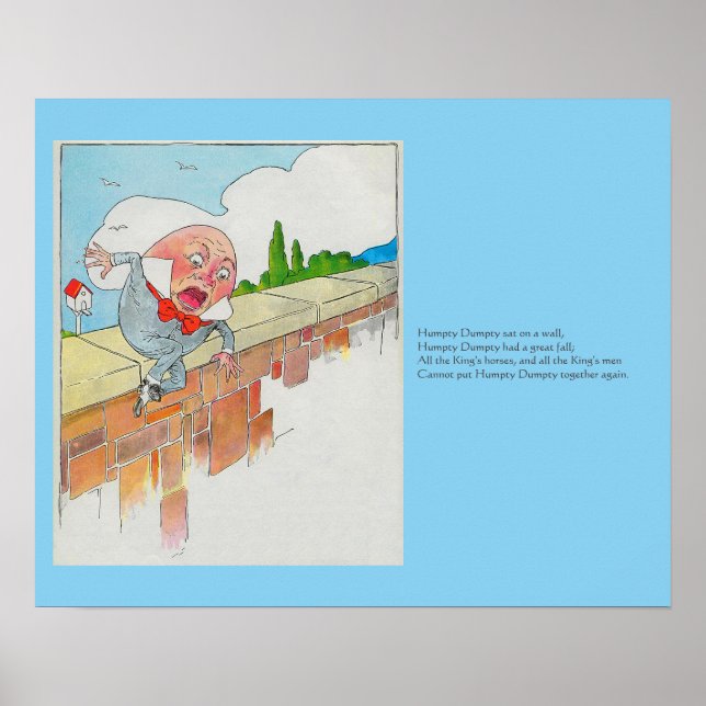 Humpty Dumpty on Wall Mor Goose Nursery Rhyme Poster (Framsidan)