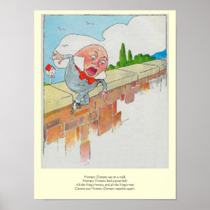 Humpty Dumpty on Wall Mor Goose Nursery Rhyme Poster