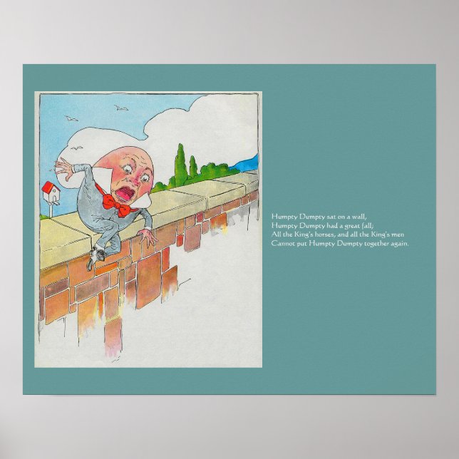 Humpty Dumpty on Wall Mor Goose Nursery Rhyme Poster (Framsidan)