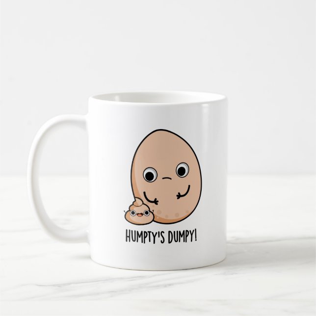 Humpty's Dumpy Funny Egg Poop Pun Kaffemugg (Vänster)