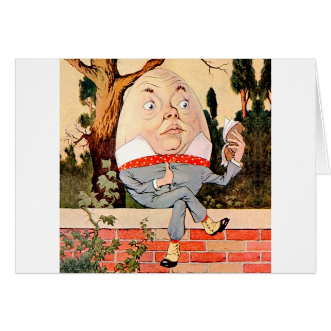 Humtig Dumpy Sat på en mur i Wonderland Hälsningskort (Framsidan Horizontal)