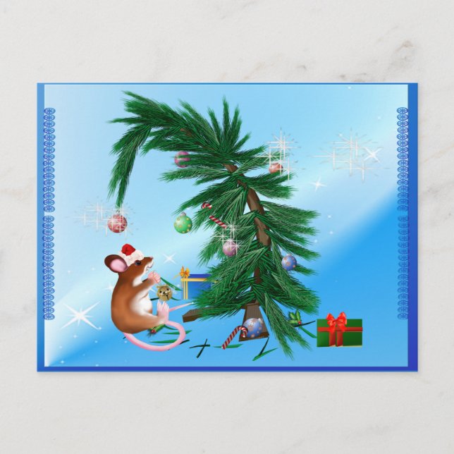 Humtig liten julmus helg vykort (Framsida)