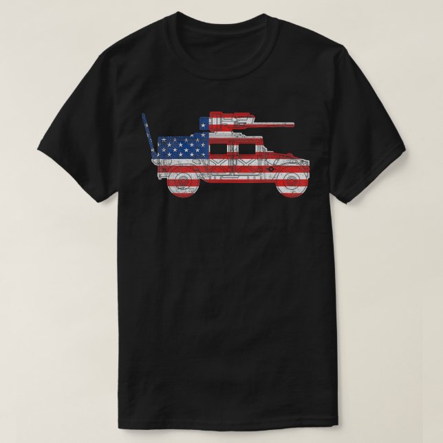Humvee American Flagga Military Fordon HMWV Side H T Shirt (Design framsida)