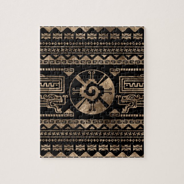 Hunab Ku guld på svart Pussel (Vertikal)