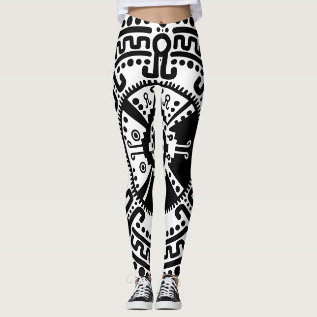 Hunab Ku Mayan symbol svartvit #3 Leggings (Framsida)