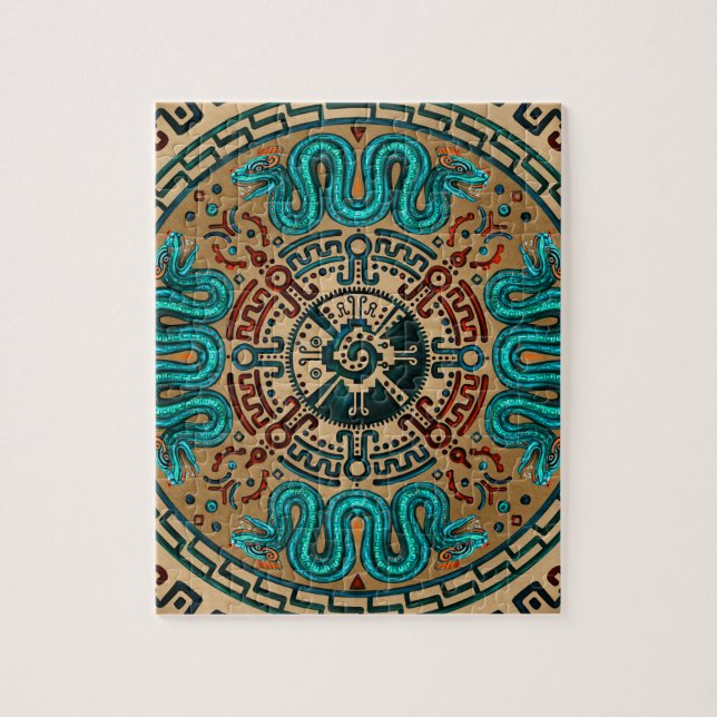 Hunab Ku med den dubbla hövdade ormen - färg Pussel (Vertikal)