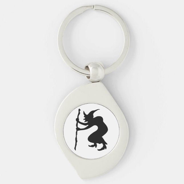 HUNCHBACK HALLOWEEN WITCH SWIRL SILVERFÄRGAD NYCKELRING (Framsidan)