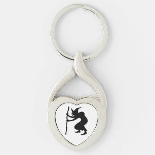 HUNCHBACK HALLOWEEN WITCH TWISTED HEART SILVERFÄRGAD NYCKELRING