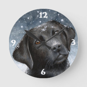 Hund 100 svart Labrador Rund Klocka