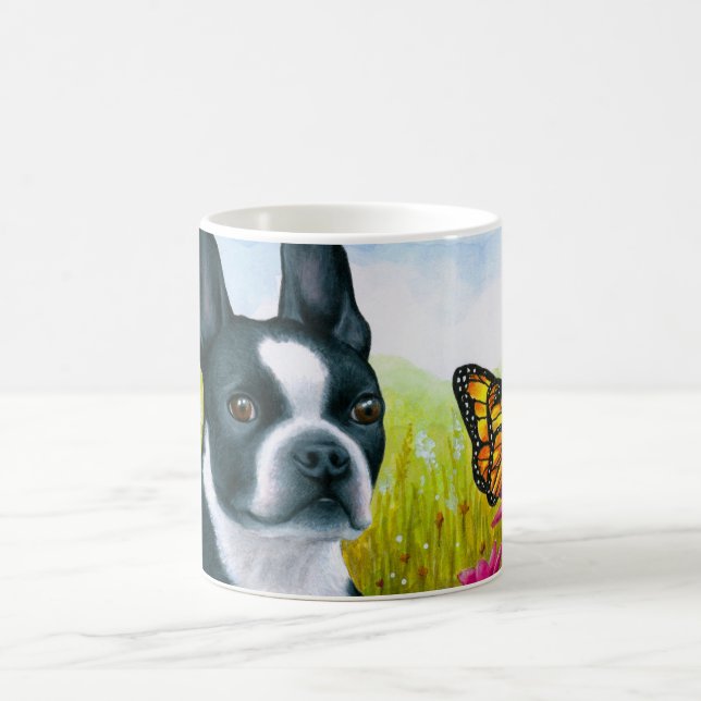 Hund 134 Boston Terrier Butterfly Kaffemugg (Center)