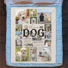 Hund 14 Fotokollage KÄRLEK MY HUND Namn Fleecefilt