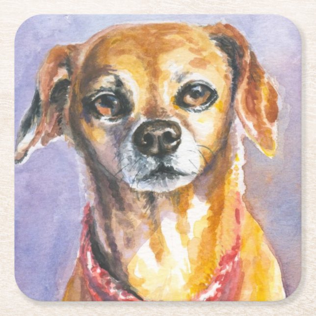 Hund 2 underlägg papper kvadrat (Framsidan)