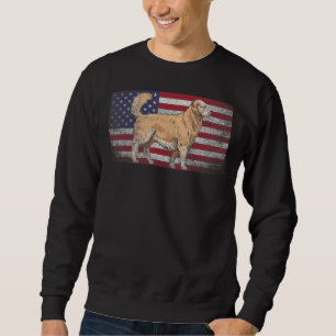 Hund 4 juli Amerika Flagga America Golden Retri Lång Ärmad Tröja