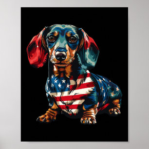 Hund 4 juli: Amerikanska Flagga ger För manar kvin Poster