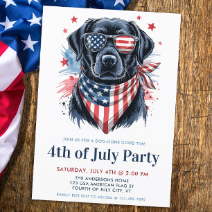 Hund 4 juli, Party Patriotic Labrador Retriever Inbjudningar