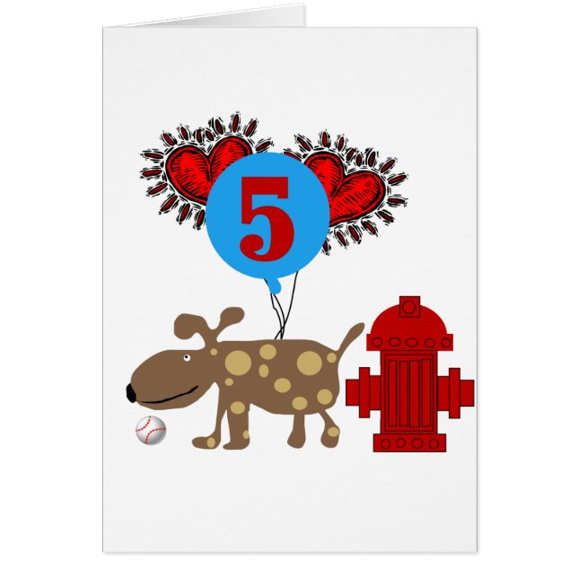 Hund 5:e födelsedag och gåvor hälsningskort (Framsidan)
