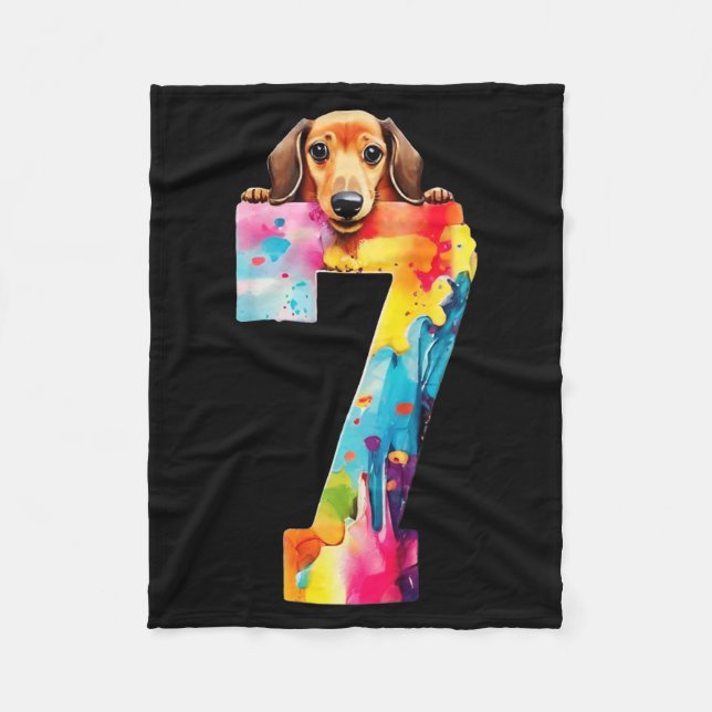 Hund 7 år Dachshund födelsedag Fleecefilt (Framsidan)