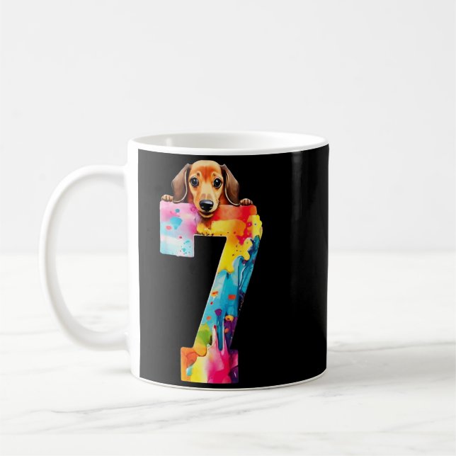 Hund 7 år Dachshund födelsedag Kaffemugg (Vänster)