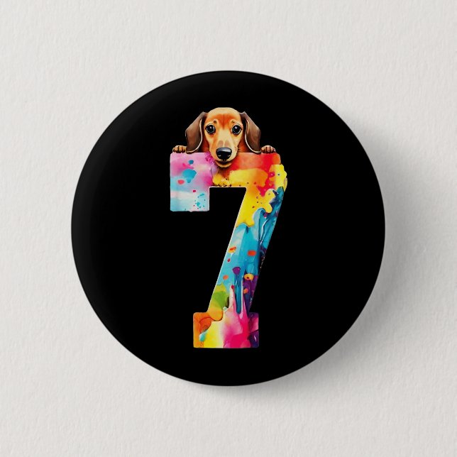 Hund 7 år Dachshund födelsedag Knapp (Framsida)
