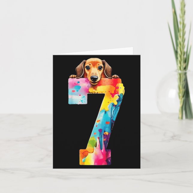 Hund 7 år Dachshund födelsedag Kort (Framsida)