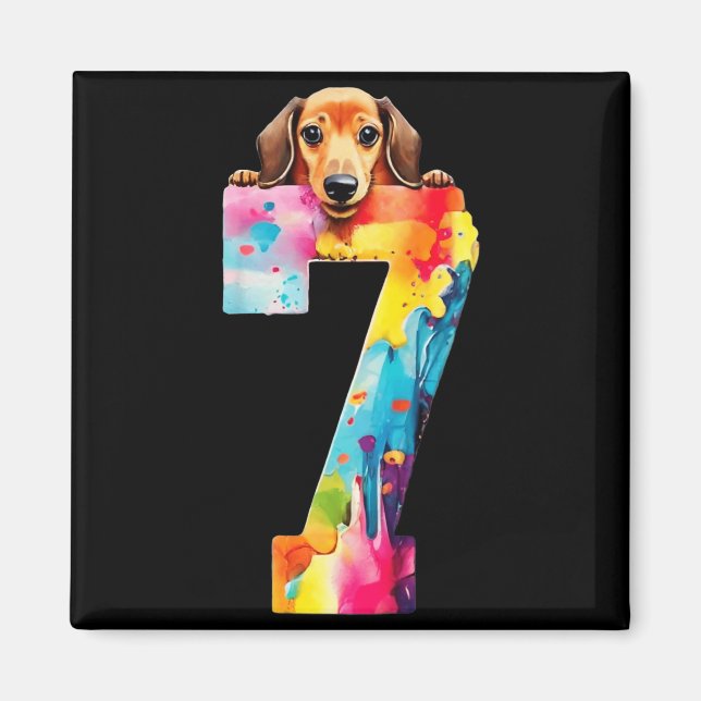 Hund 7 år Dachshund födelsedag Magnet (Framsidan)