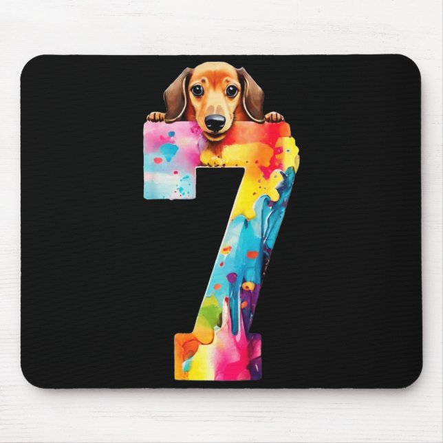 Hund 7 år Dachshund födelsedag Musmatta (Framsidan)