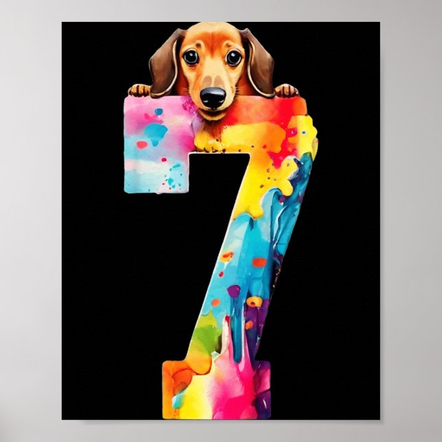 Hund 7 år Dachshund födelsedag Poster (Framsidan)