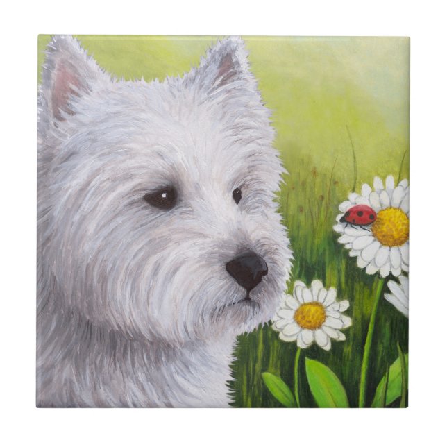 Hund 83 Westie Kakelplatta (Framsidan)