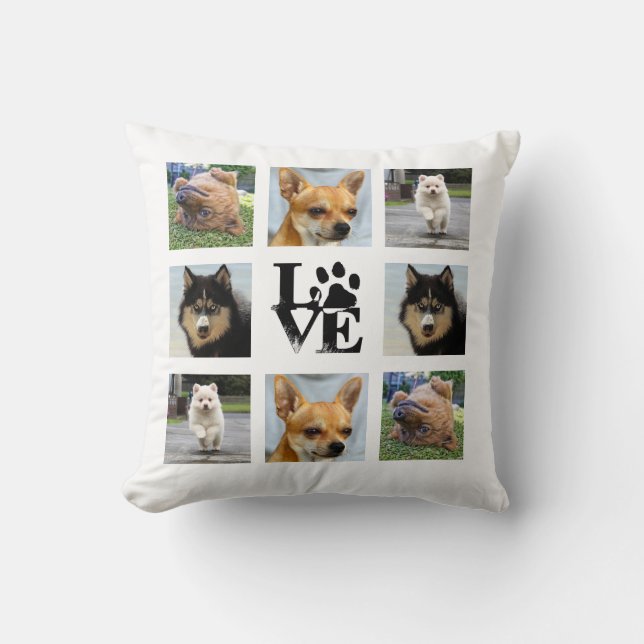 Hund 8 fotoinstagram-kollage kudde (Framsida)