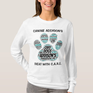 Hund Addisons Paw-utskrift Långlivad vit tejp T Shirt