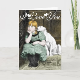 Hund Adoring Girl Victorian Painting I Kärlek You Kort