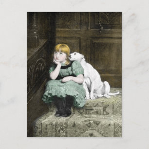 Hund Adoring Girl Vykort