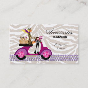Hund Affärskort Zebra Scooter Lila Blonde Visitkort