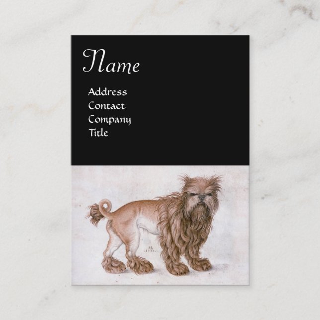 HUND / Affenpinscher,svart vitt Visitkort (Framsida)