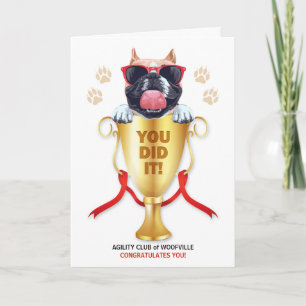 Hund Agilitet Grattiss Funny Trophy med Namn Kort