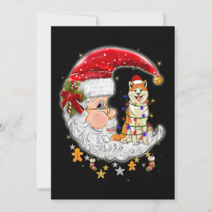 Hund Akita med Santa Hat Julgran Ljus Inbjudningar