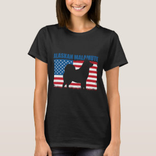 Hund Alaska Malamute American Flagga Alaska Malamu T Shirt
