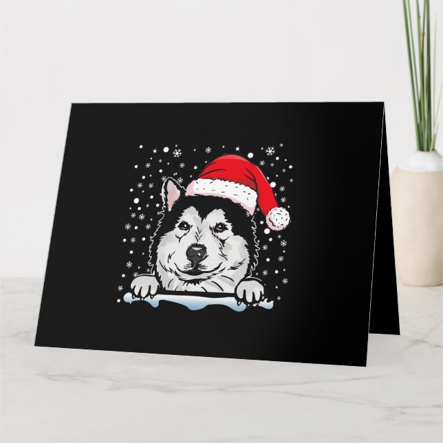 Hund Alaska Malamute Hund jultomten Hat Match Kort (Framsida)