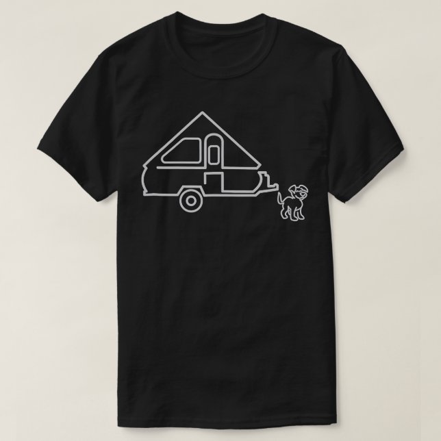 Hund Aliner A-ram-resepåhängare _ Lycklig Camper H T Shirt (Design framsida)