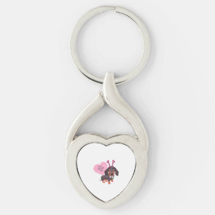 Hund Alla hjärtans dag Twisted Heart Silverfärgad Nyckelring