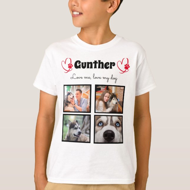 Hund älskare 4-fotoanpassade skjortpojkar för färg t shirt (Framsida)
