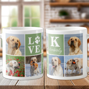 Hund älskare 7 Photo Collage Personlig Monogram Kaffemugg
