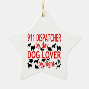 Hund älskare 911 Dispatcher Julgransprydnad Keramik